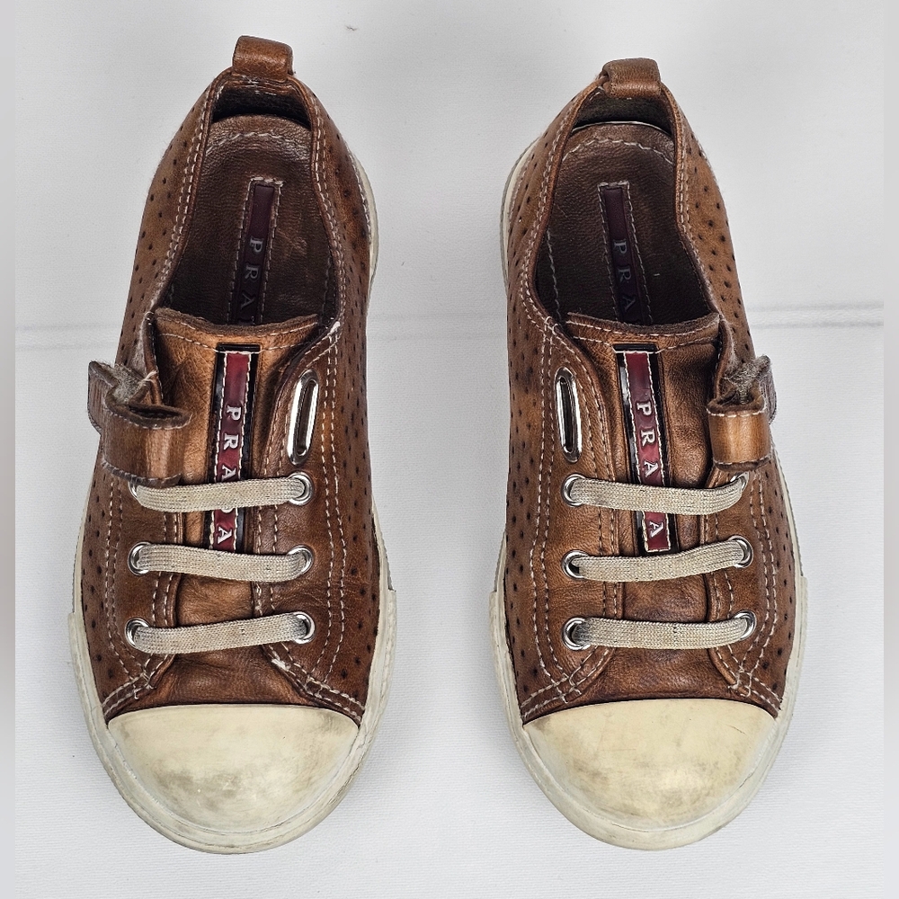 PRADA Kids Shoes Size US 12/ EU 30/ UK 11 Brown Leather
